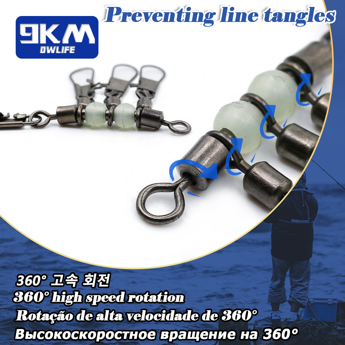 9KM 10pcs 4-Way Fishing Swivel - Fishing Boat Trailer recension och pris